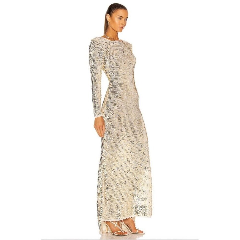 retrofete Alexa Dress Ivory, Gold & Silver crochet Sequin - Picture 2 of 5
